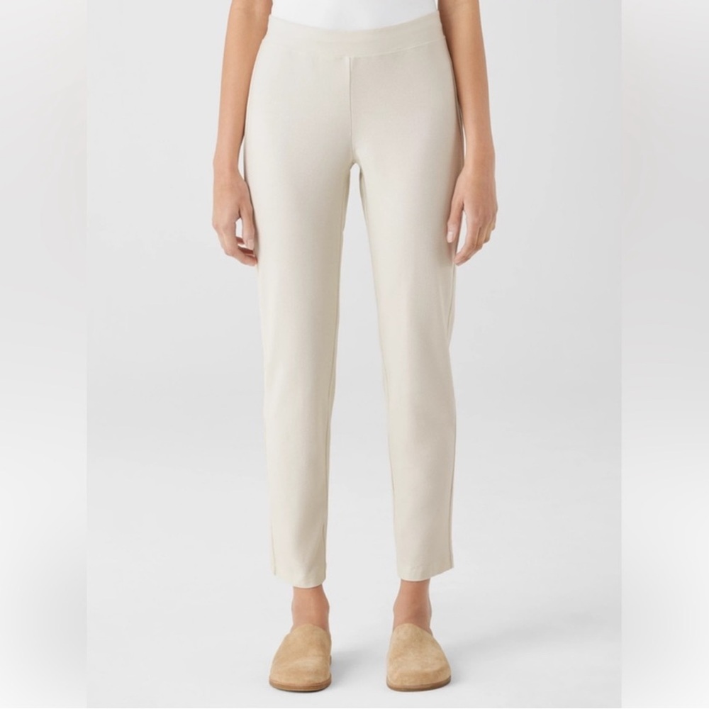 Eileen Fisher Washable Stretch Crepe Pant in Ivory Size Small